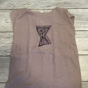 Cut Loose Linen Dress Aboriginal Art Size Large